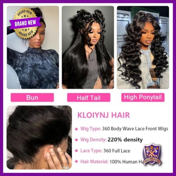 360 Lace Front Wig 16 Inch Brazilian Virgin Human Hair 220% Density main image 6
